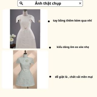Váy nữ ren trắng đính hoa nổi, đầm nữ cổ tròn cộc tay đai eo dáng ngắn xòe tiểu thư dễ thương nhẹ nhàng Yuumi HCOM25382