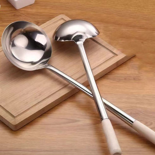 Vá inox Xẻng xào Inox Cao cấp cán gỗ dài 53CM loại dày Chubby Chef  Vá thân dài liền và chống nóng an toàn sức khỏe