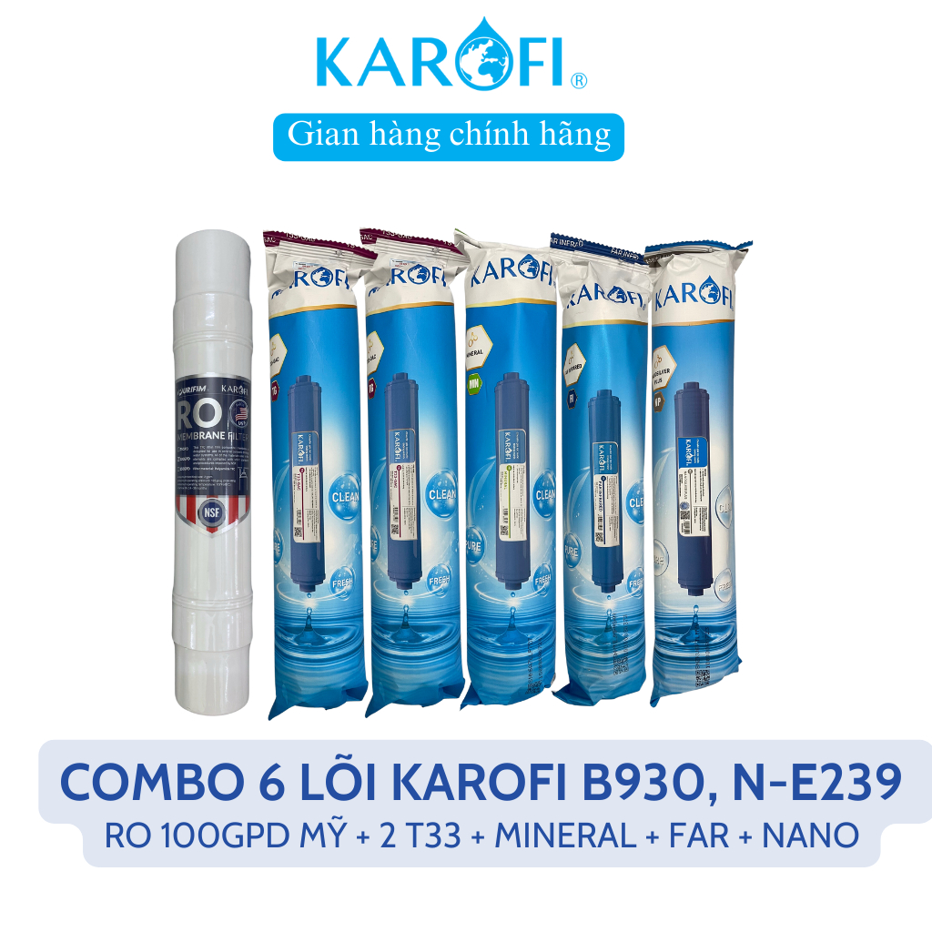 Combo 9 lõi lọc nước Karofi chính hãng dùng cho máy lọc nước Karofi B930 (Tặng tay tháo cốc lọc)