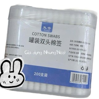 Tăm Bông 2 Đầu TUQI – Hộp 200 Que - 100% COTTON AN TOÀN THÂN THIỆN VỚI MÔI TRƯỜNG