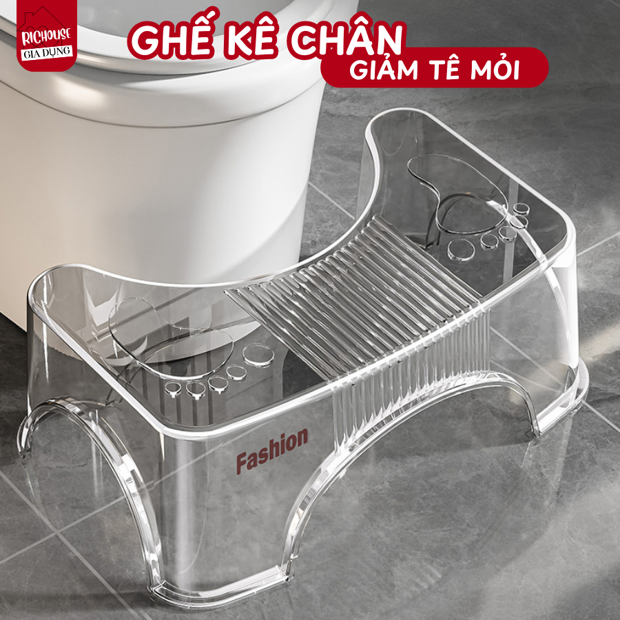 Ghế Kê Chân Toilet Trong Suốt Hỗ Trợ Tư Thế Đi Vệ Sinh Khoa Học, Chống Táo Bón
