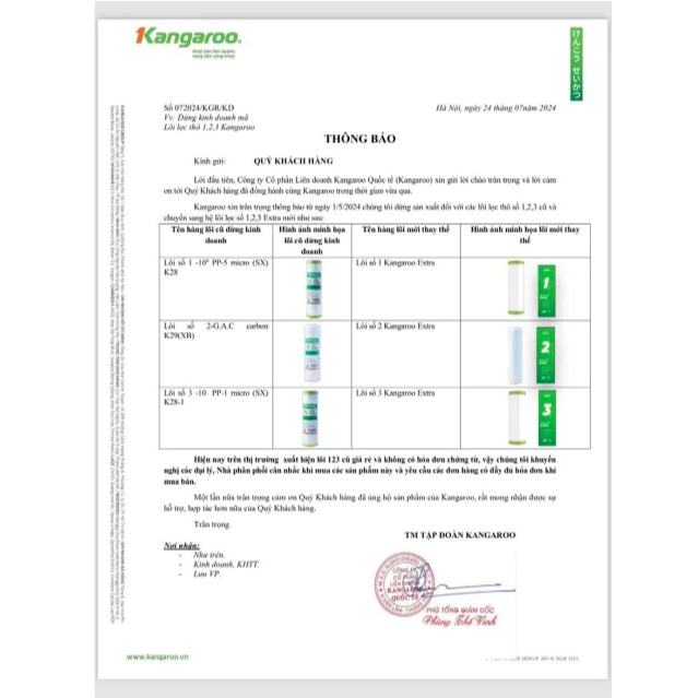 Combo 5 Lõi Lọc Nước Số 1 EXTRA Kangaroo 5 micro - Hàng chính hãng (Không phải là 3 lõi 1,23) Dùng Cho Cốc Lọc 10 Inch
