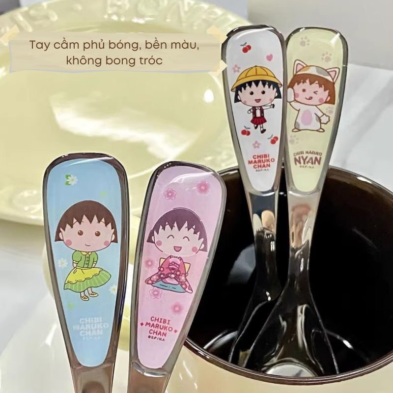 Thìa Ăn Trẻ Em Inox 304 Hoạt Hình Maruko Cao Cấp – Muỗng Ăn Cơm Cho Bé Dễ Thương An Toàn, Bền Đẹp | 321