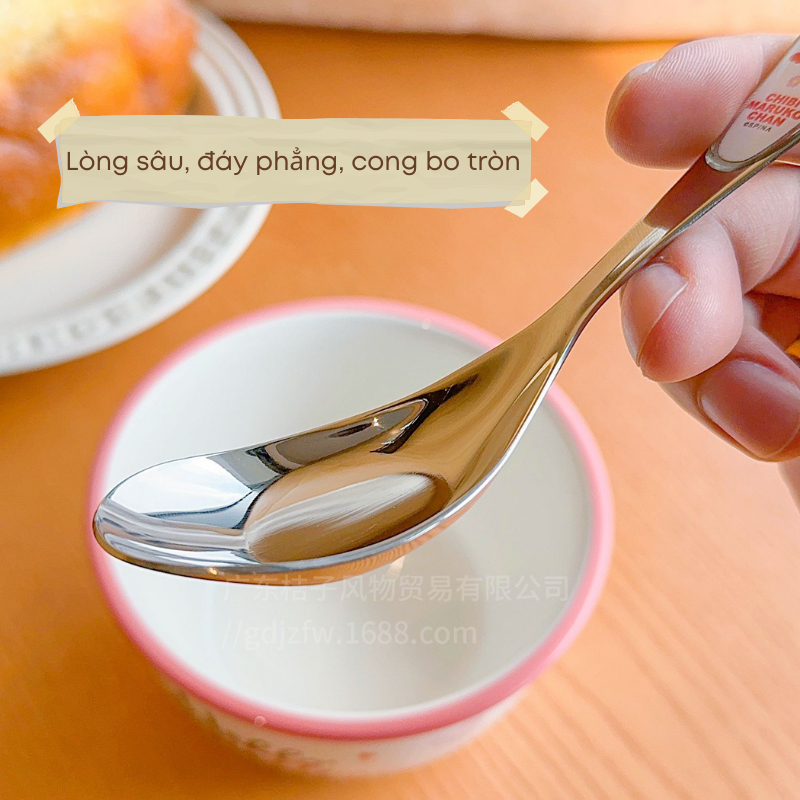 Thìa Ăn Trẻ Em Inox 304 Hoạt Hình Maruko Cao Cấp – Muỗng Ăn Cơm Cho Bé Dễ Thương An Toàn, Bền Đẹp | 321