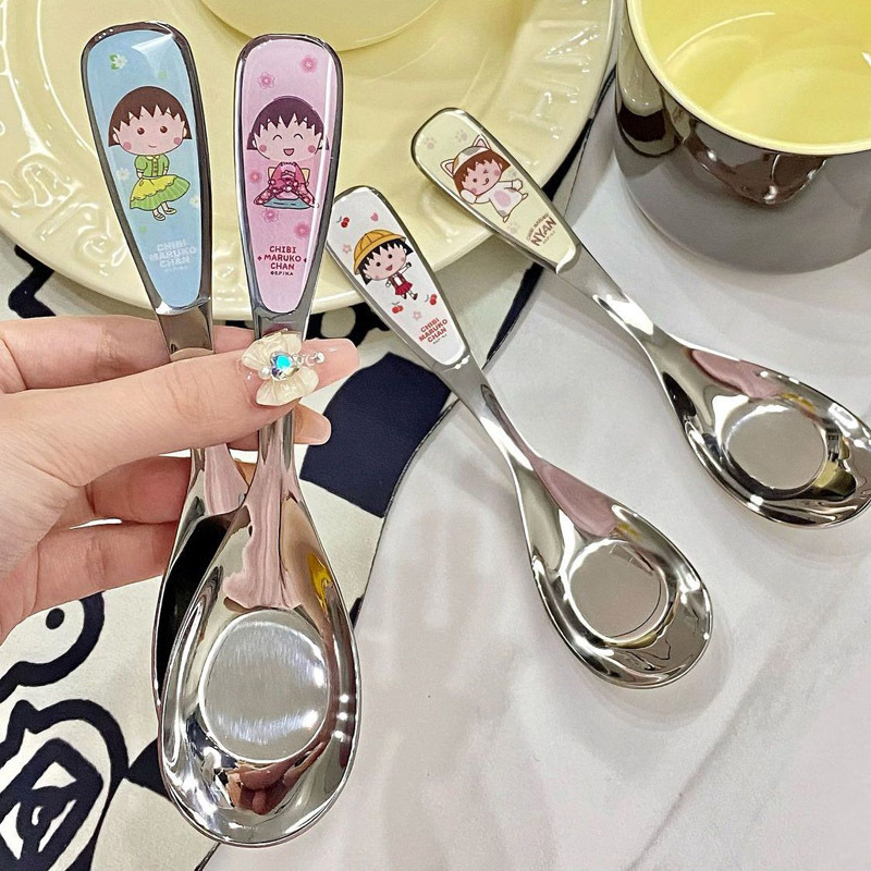 Thìa Ăn Trẻ Em Inox 304 Hoạt Hình Maruko Cao Cấp – Muỗng Ăn Cơm Cho Bé Dễ Thương An Toàn, Bền Đẹp | 321