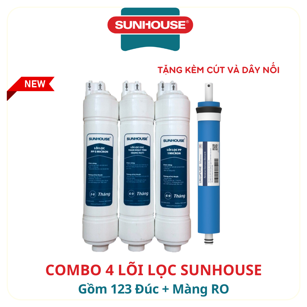 Combo 10 Lõi Lọc Nước Sunhouse Chính Hãng Sử Dụng Cho Máy Lọc Nước RO Model SHA76210KL...