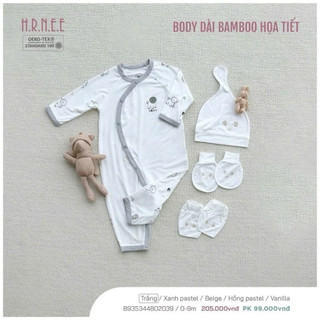 Hrnee - Body liền thân dài tay vải bamboo mềm mại cho bé trai, bé gái từ 3 đến 9 tháng