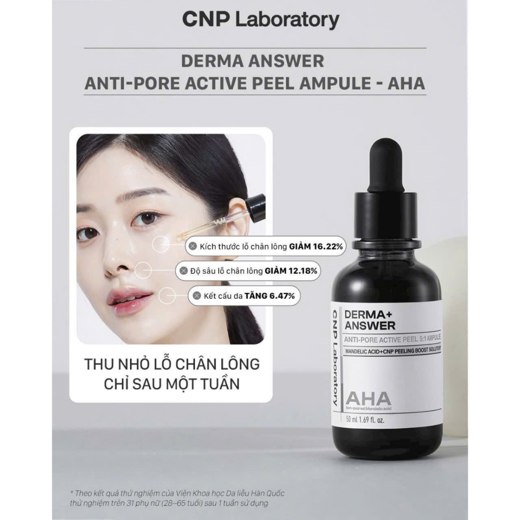 Tinh chất thu nhỏ lỗ chân lông AHA giúp da mịn màng CNP Derma Answer Anti-Pore Active Peel Ampule