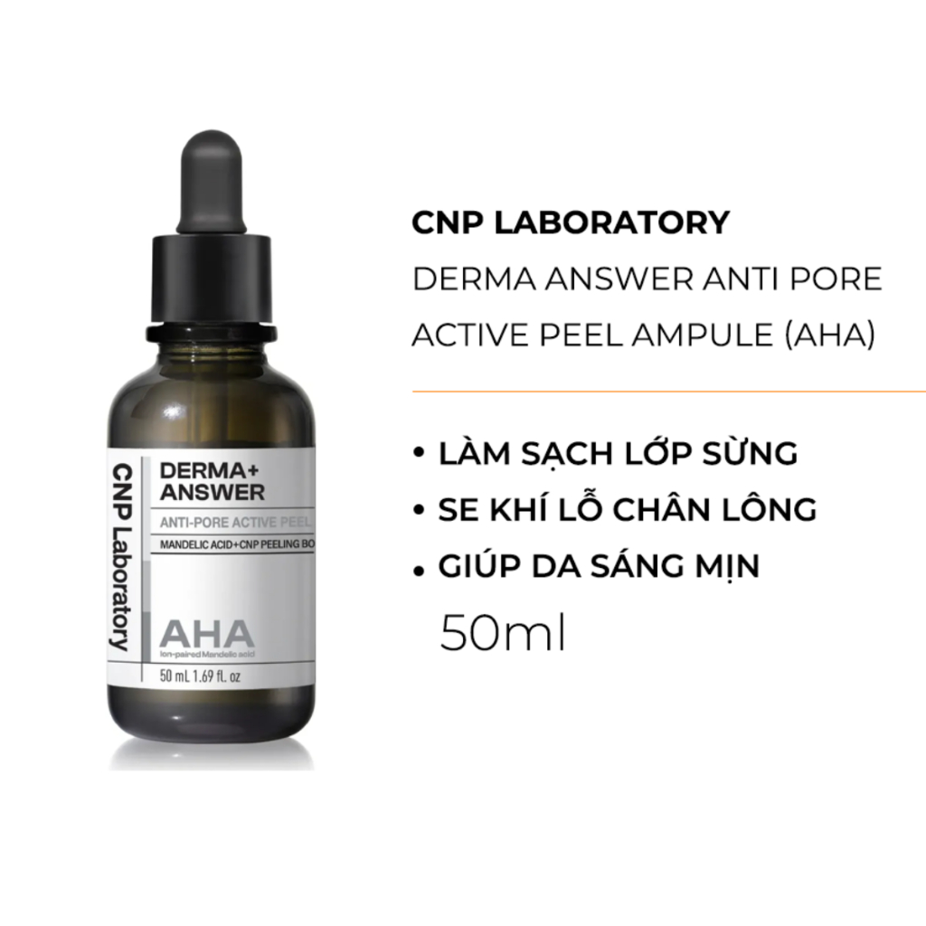 Tinh chất thu nhỏ lỗ chân lông AHA giúp da mịn màng CNP Derma Answer Anti-Pore Active Peel Ampule