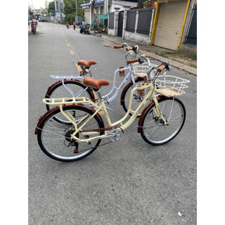 Xe mini Coolki 24inch và 26inch, 7 tốc độ Bộ đề SHIMANO Tourey TZ- Bộ quà tặng giỏ xe; chắn bùn; kệ để bình nước, chuông