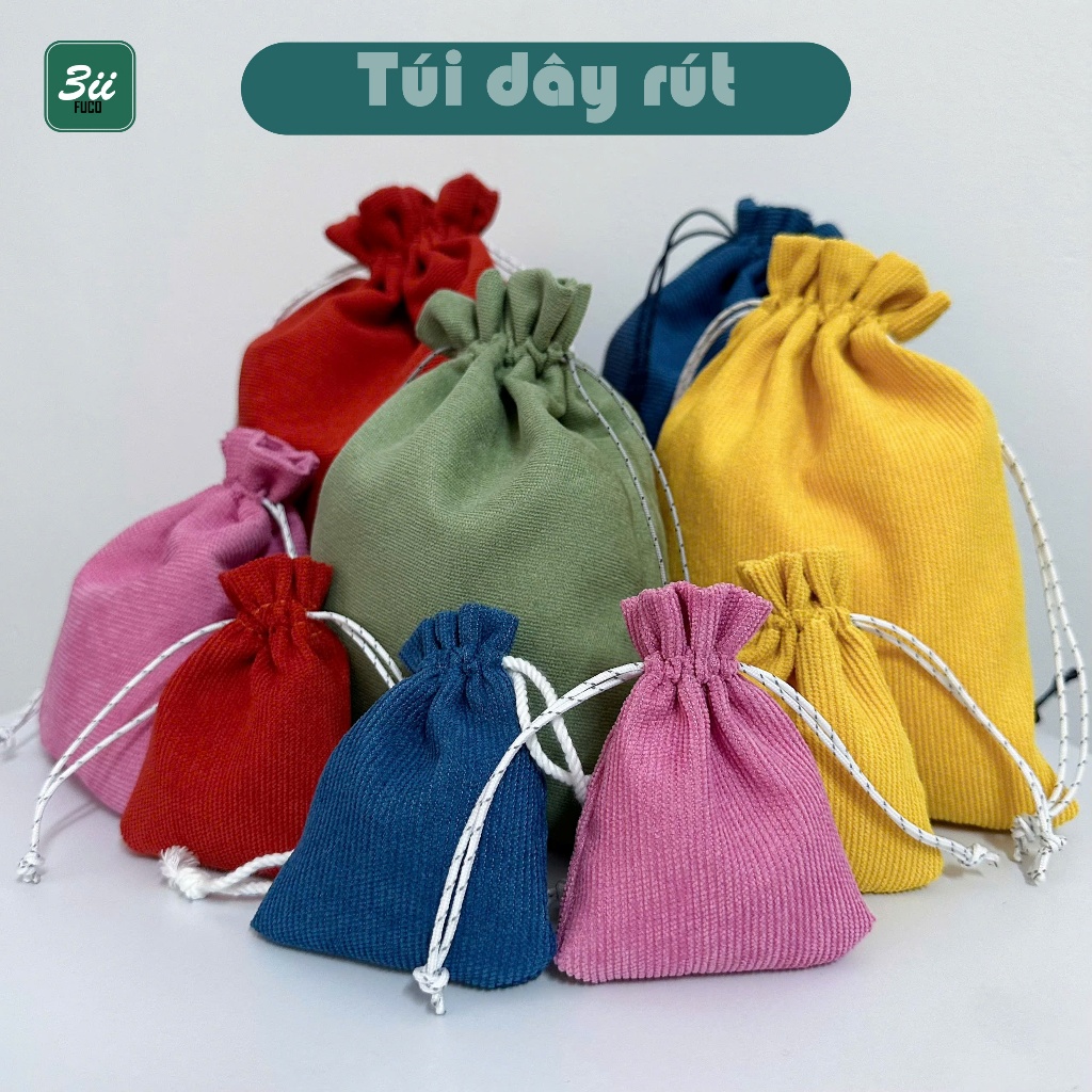 Túi dây rút 3II FUCO Túi dây rút vải nhung tăm dùng đựng mỹ phẩm trang ...