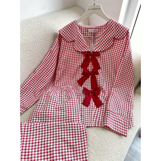 𝗛𝗮̀𝗻𝗴 𝗰𝗵𝗶́𝗻𝗵 𝗵𝗮̃𝗻𝗴 Bộ đồ ngủ mặc nhà pyjama Hoa nơ cotton xốp form rộng- ON WORKSHOP