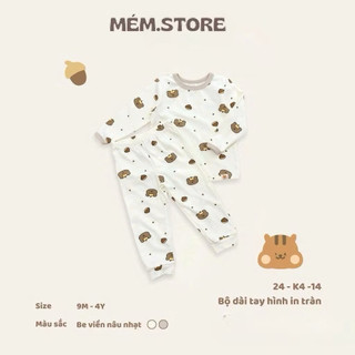 Bộ dài tay hình in tràn co dãn 4 chiều embes sale sz 3-4y