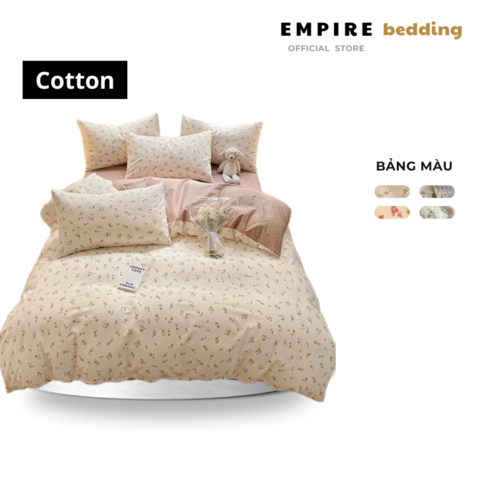 Bộ chăn ga gối nệm đệm set 4 món cotton 100% EMPIRE ga bo chun chăn chần bông-Empire Bedding & Decor