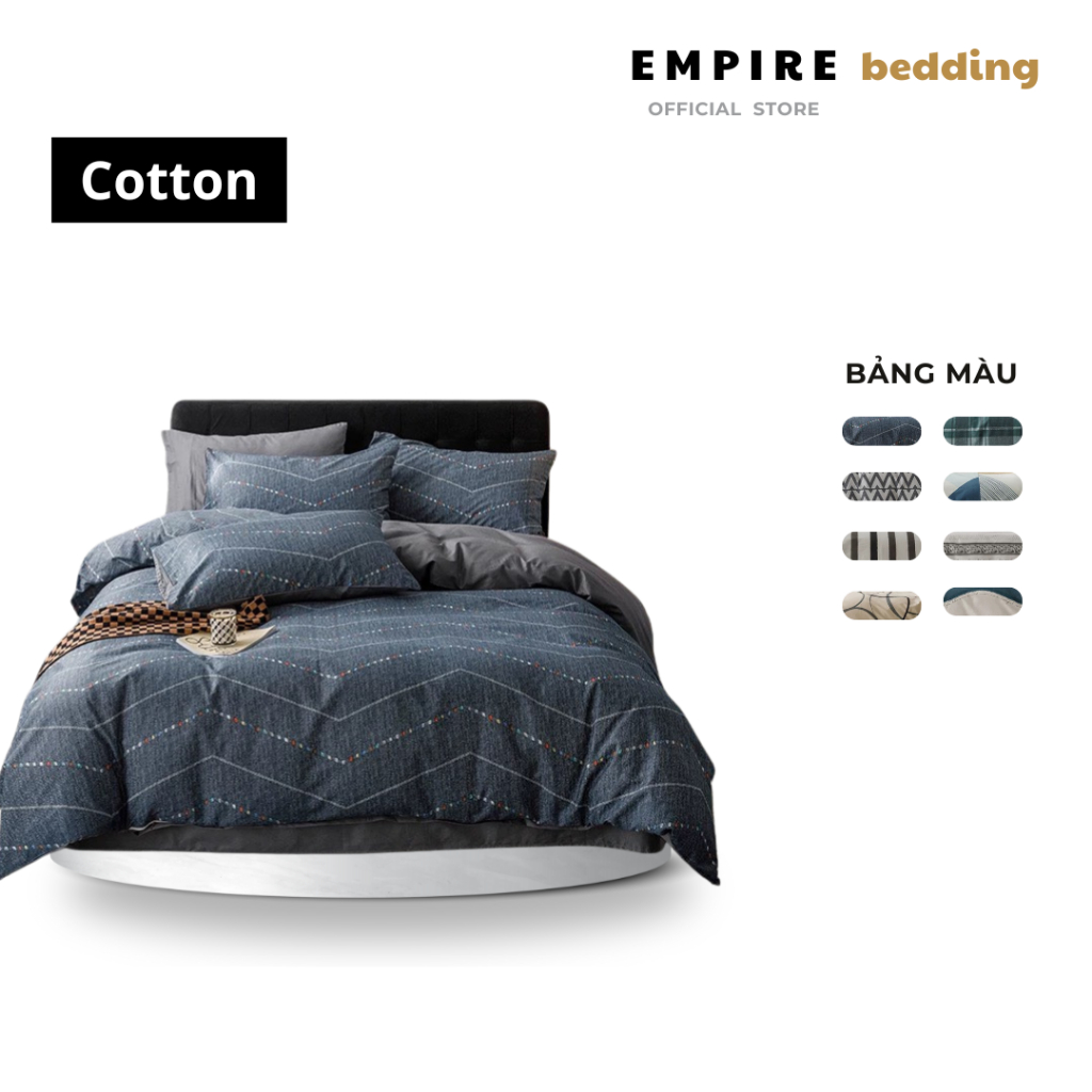Bộ chăn ga gối nệm 4 món EMPIRE ga trải giường cotton Organic chăn chần bông- EMPIRE Bedding & Decor