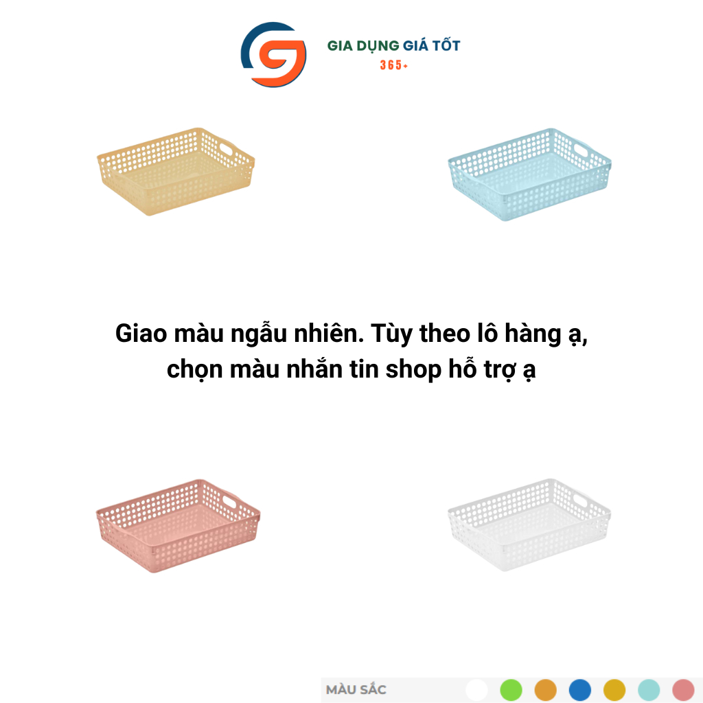 Khay nhựa chữ nhật đựng đồ đa năng - khay lỗ thoáng nhiều màu đựng mỹ phẩm, gia vị, đồ dùng học tập