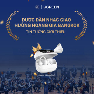 Tai nghe Bluetooth UGREEN ClipBuds Magic Màn hình cảm ứng thông minh,Bluetooth 5.4,Độ trễ thấp,pin 30H,Chống nước IPX5