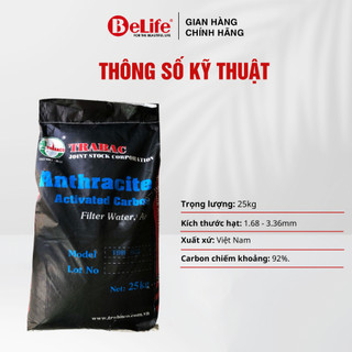 Than hoạt tính AnthraticeTrà Bắc vật liệu lọc nước giếng khoan, nước máy (25Kg)