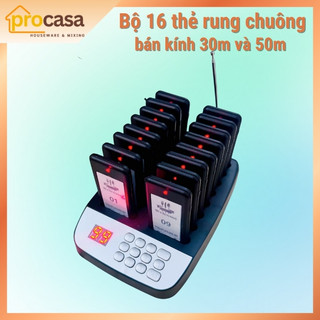 Bộ 16 thẻ rung và chuông tự phục vụ - bộ thẻ order bán kính 30 mét và 50 mét