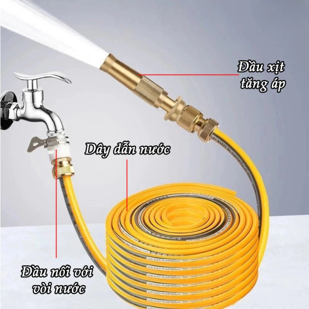 Product image COMBO Vòi Xịt Tăng Áp Kèm Dây Didooglt - Dài 5m/10m/15m/20m - Dùng Tưới Cây Vườn Rửa Xe 2