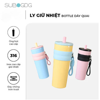 SUBOGDG Bình Giữ Nhiệt Bottle Có Dây Quai Tiện Lợi, Giữ Nhiệt 12 Tiếng, Chất Liệu Cao Cấp An Toàn Có Nắp Chặn Bụi Bẩn