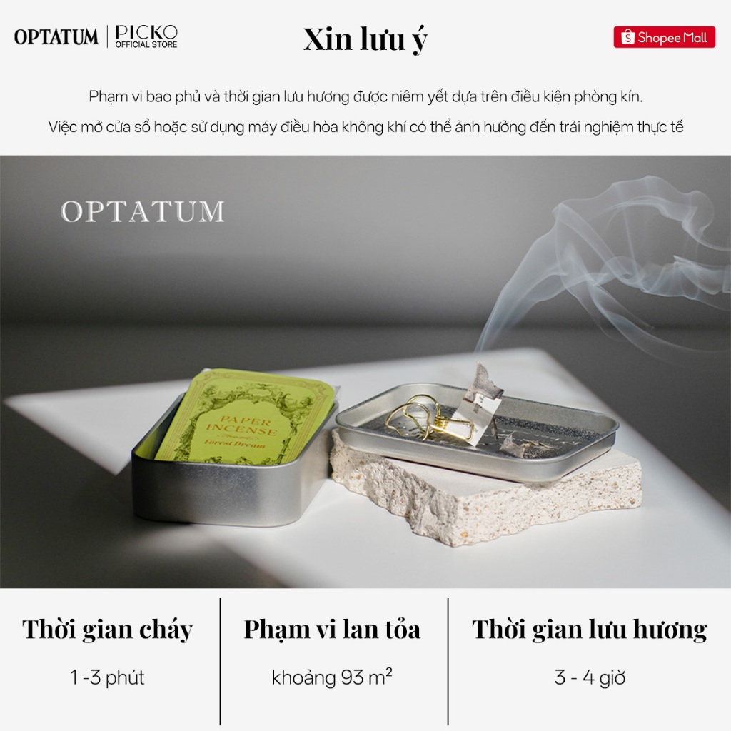 Giấy thơm thanh tẩy không gian, thu hút năng lượng tích cực Optatum paper incense của Hàn Quốc