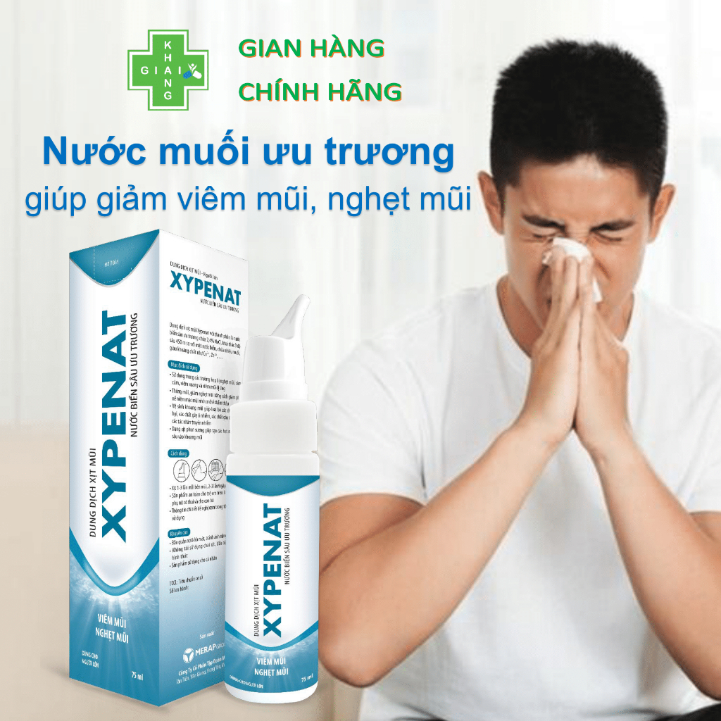 Xịt mũi nước muối ưu trương Xypenat giúp giảm nghẹt mũi, viêm mũi và viêm xoang