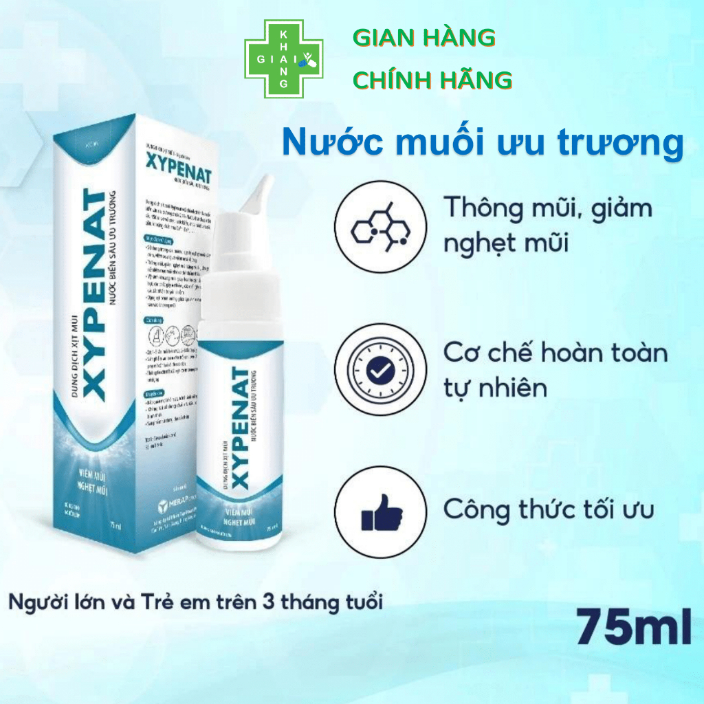 Xịt mũi nước muối ưu trương Xypenat giúp giảm nghẹt mũi, viêm mũi và viêm xoang