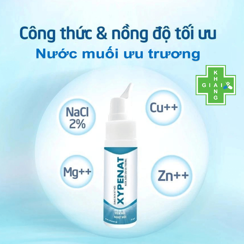 Xịt mũi nước muối ưu trương Xypenat giúp giảm nghẹt mũi, viêm mũi và viêm xoang