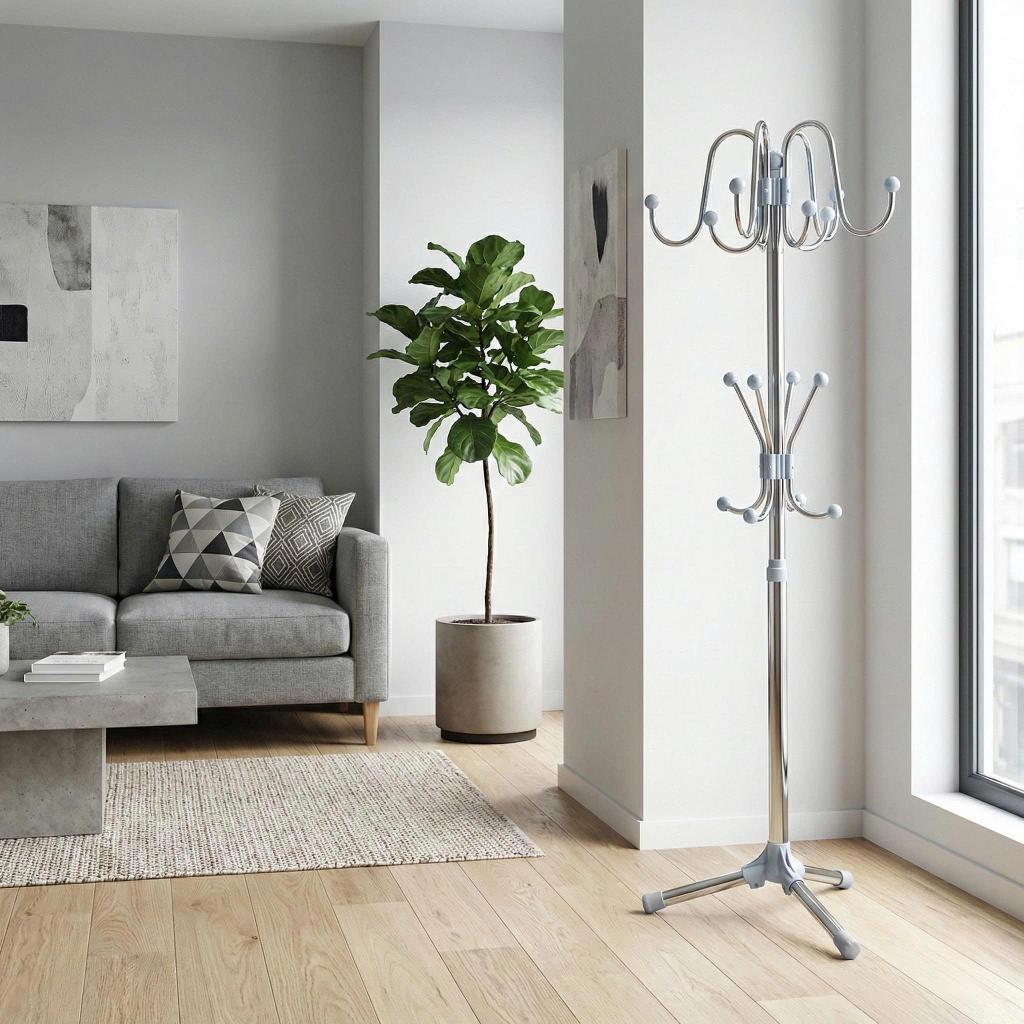 Cây treo quần áo QUI PHÚC, inox 201 cao cấp, chắc chắn, 2 tầng tiện dụng, thiết kế lắp ráp, hiện đại