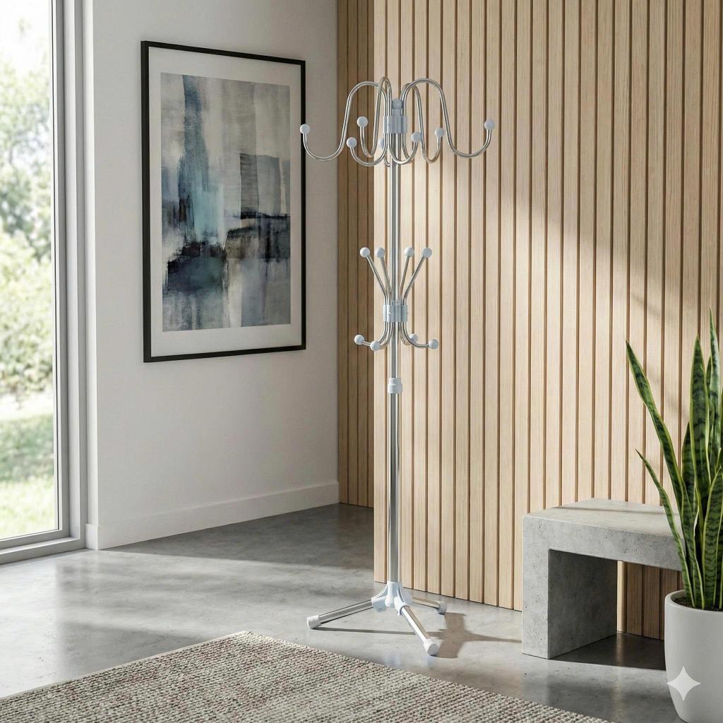Cây treo quần áo QUI PHÚC, inox 201 cao cấp, chắc chắn, 2 tầng tiện dụng, thiết kế lắp ráp, hiện đại