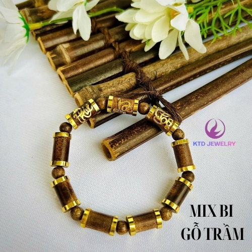 Đốt Trúc KATEDA Trầm Tốc Bọc Khoen, Charm Phúc Lộc Thọ, Làm Vòng Tay 8mm, 10mm, 12mm