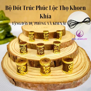 Đốt Trúc KATEDA Trầm Tốc Bọc Khoen, Charm Phúc Lộc Thọ, Làm Vòng Tay 8mm, 10mm, 12mm