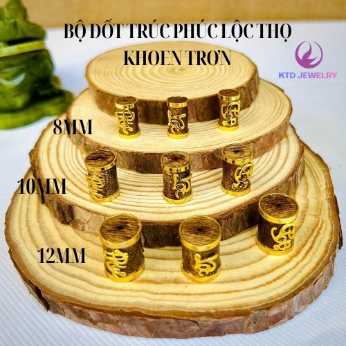 Đốt Trúc KATEDA Trầm Tốc Bọc Khoen, Charm Phúc Lộc Thọ, Làm Vòng Tay 8mm, 10mm, 12mm