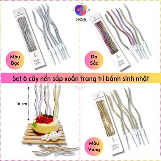 Trang trí bánh [FREESHIP❤️] Combo 5 Vỉ Nến Xoắn Ốc trang trí bánh sinh nhật, nến xoắn dài sinh nhật