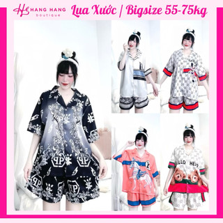 Đồ ngủ nữ bigsize 55-75kg, pijama đùi ngắn tay cộc lụa xước mềm mát 75CC03, đồ bộ nữ đồ mặc nhà dễ thương sang chảnh