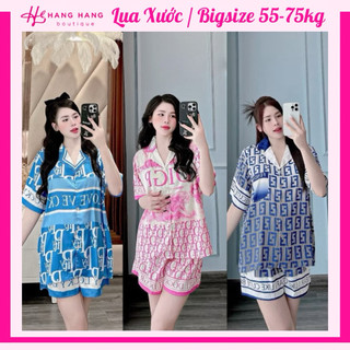 Đồ ngủ nữ bigsize 55-75kg, pijama đùi ngắn tay cộc lụa xước mềm mát 75CC03, đồ bộ nữ đồ mặc nhà dễ thương sang chảnh