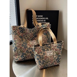 Set 2 Túi Tote Vải Thổ Cẩm Vintage – Túi Xách Nữ Dung Tích Lớn Đi Học Đi Làm Đi Chợ Siêu Đẹp - Kho Sỉ Gia Dụng Alulu