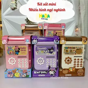 Két Sắt Mini Bỏ Ống Heo Tiết Kiệm Cho Bé Hình Kuromi, Labubu, Capypara, Baby Three Dùng Chìa Khóa HaDa Kids