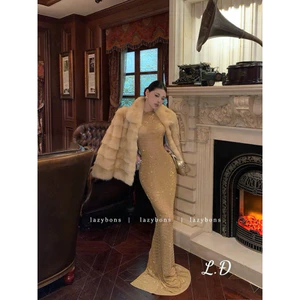 Đầm ba lỗ đính đâ đuôi cá dáng dài