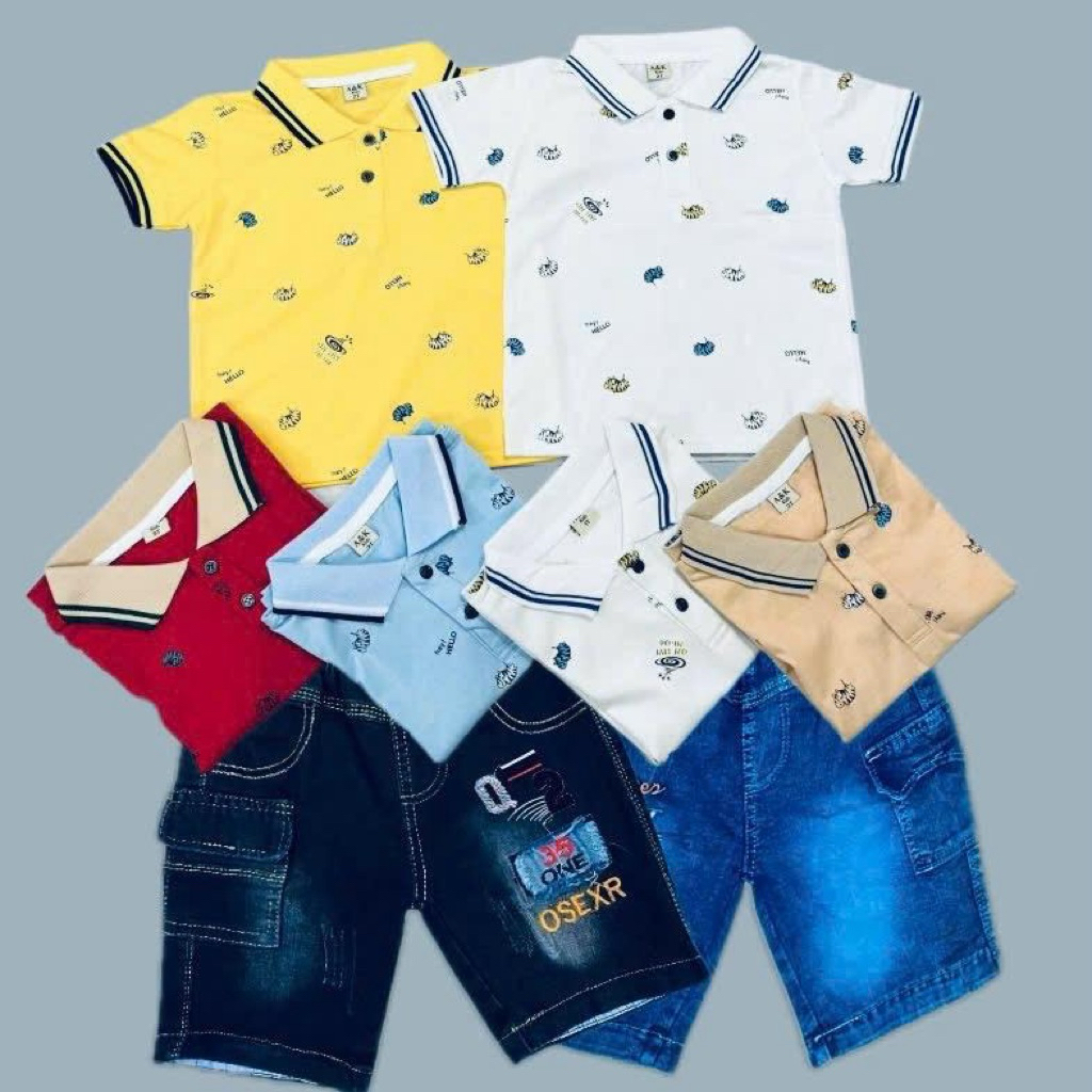 Combo 2 Áo thun cotton có cổ cho bé trai (mẫu mới )