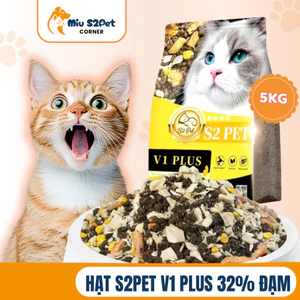 Hạt Cho Mèo S2Pet V1 Plus Siêu Topping – Đạm 32%, Hạt Mềm Dễ Nhai, Mượt Lông, Phù Hợp Mọi Lứa Tuổi