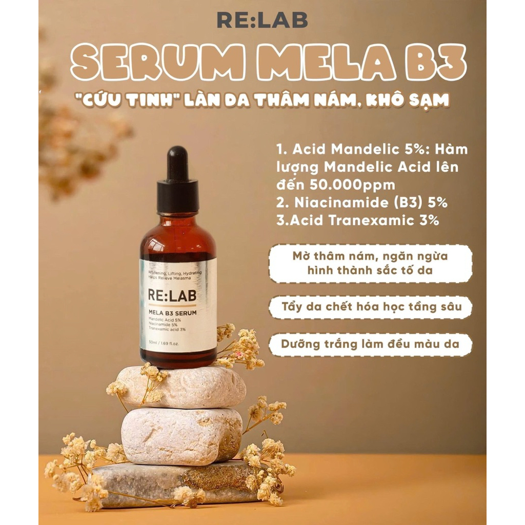 Serum nám Re:lab mela b3 serum giúp dưỡng ẩm, mờ nếp nhăn, làm trắng da, 50ml - hạn 2028 Hàn Quốc serum relab  IS449