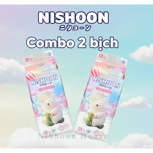 [100 miếng] NISHOON Tã bỉm quần trẻ em Size M/L/XL/2XL/3XL/4XL – Co giãn tốt, siêu mềm, thấm hút