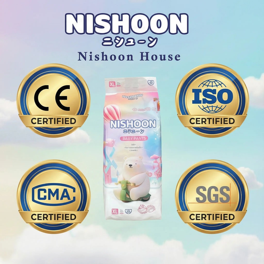 [100 miếng] NISHOON Tã bỉm quần trẻ em Size M/L/XL/2XL/3XL/4XL – Co giãn tốt, siêu mềm, thấm hút