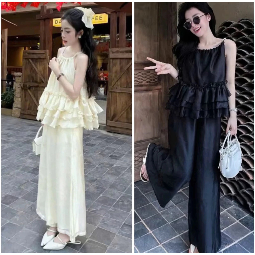 Set áo bèo tầng cổ phối đá sang chảnh, bộ nữ đi tiệc nữ tính
