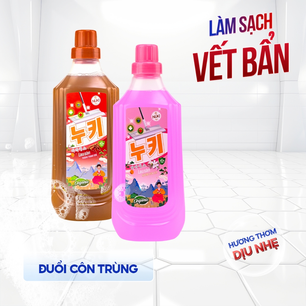 Nước Lau Sàn CN Hàn Quốc NUKI 1000ml, Làm Sạch, Tẩy Vết Bẩn, Đuổi Côn Trùng, Hương Thơm Dịu Nhẹ