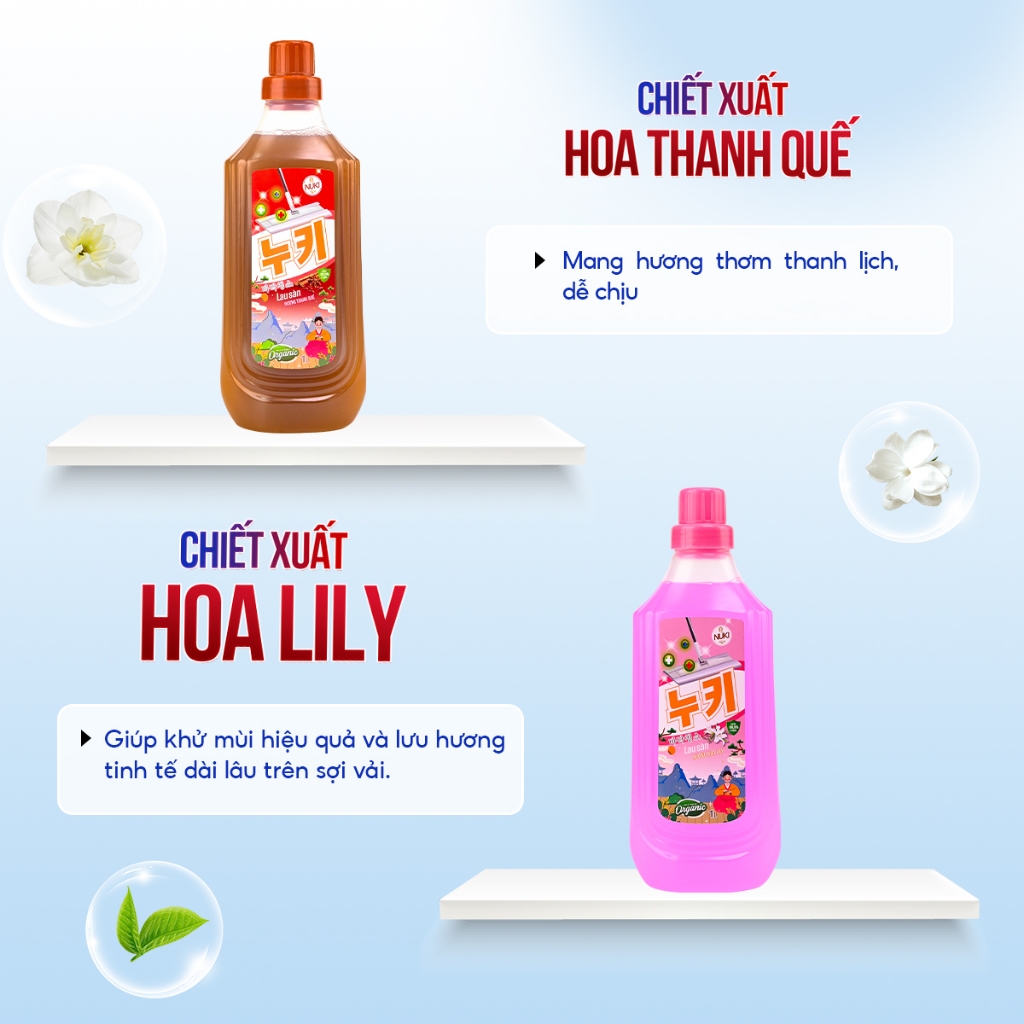 Nước Lau Sàn CN Hàn Quốc NUKI 1000ml, Làm Sạch, Tẩy Vết Bẩn, Đuổi Côn Trùng, Hương Thơm Dịu Nhẹ