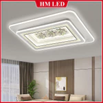 [HM LED] Đèn ốp trần trang trí Pha Lê 2 tầng 50cm, 65cm, 85cm cao cấp 3 màu, chỉnh độ sáng + Remote/App điện thoại — ảnh 4