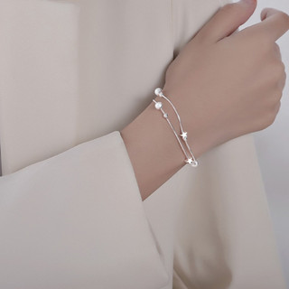 Vòng Tay Nữ Hàn Quốc Thanh Lịch Mặt Ngôi Sao - Mạ Bạc Sáng Bóng - Phụ Kiện Nữ Tính Dịu Dàng Đáng Yêu, Quà Tặng Ý Nghĩa